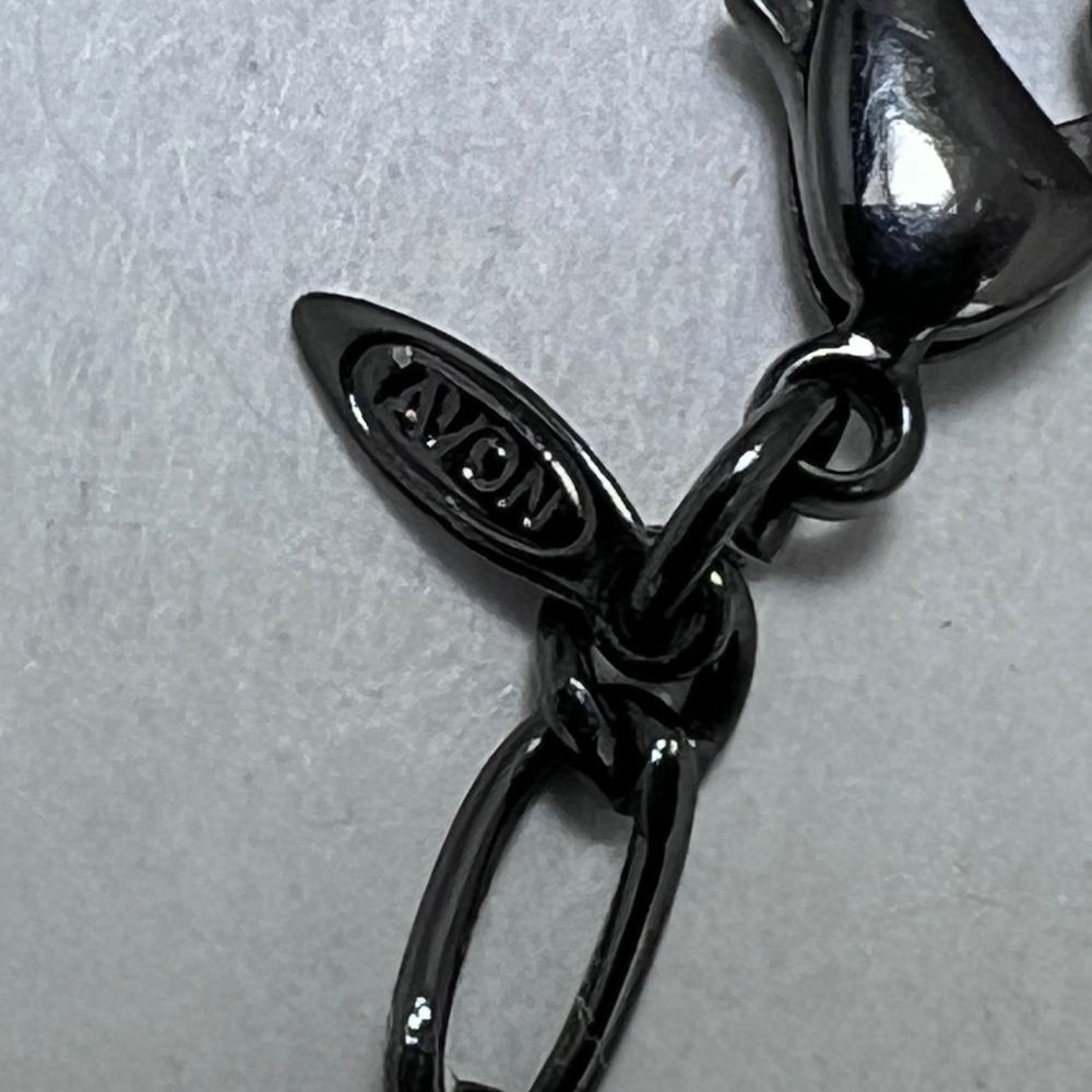 Avon Black Gunmetal Bib Necklace Earrings‎ Stretch Bracelet Jewelry Set Gothic - Picture 5 of 9